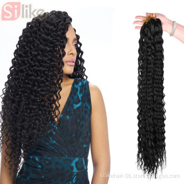 32 Inch Ocean Wave Synthetic Braiding Hair Crochet Braids  Pre-Looped Natural Black Deep Wave Crochet Hair Extensions